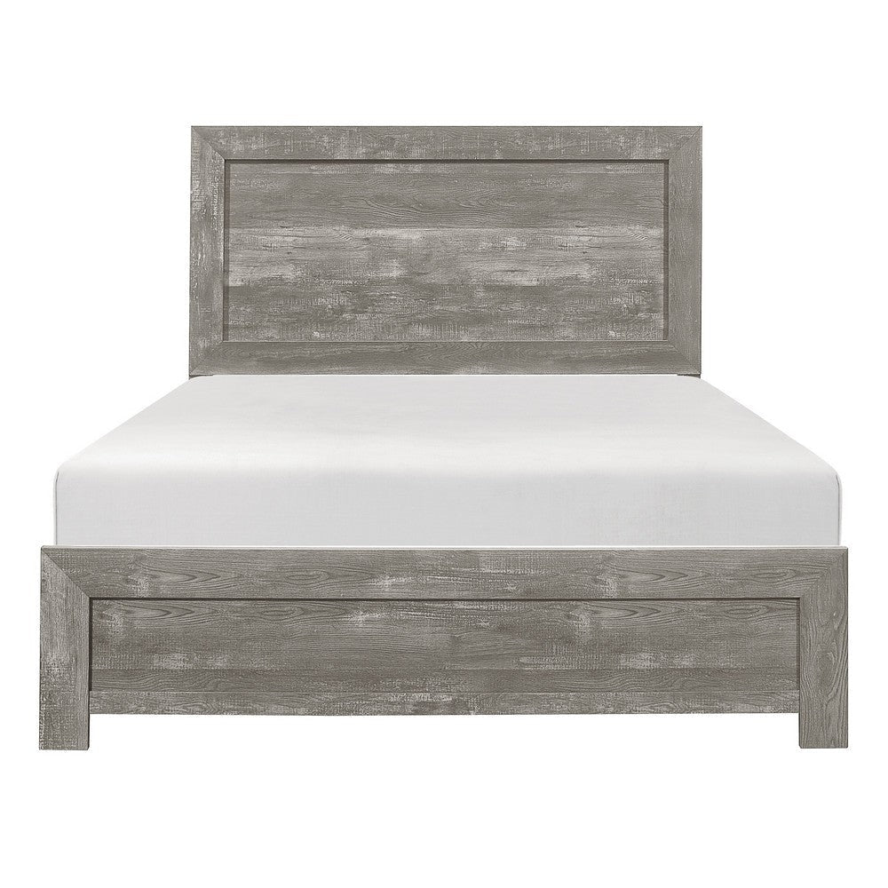 Eby California King Bed Rustic Farmhouse Style Gray Finish Wood Veneer By Casagear Home BM316813