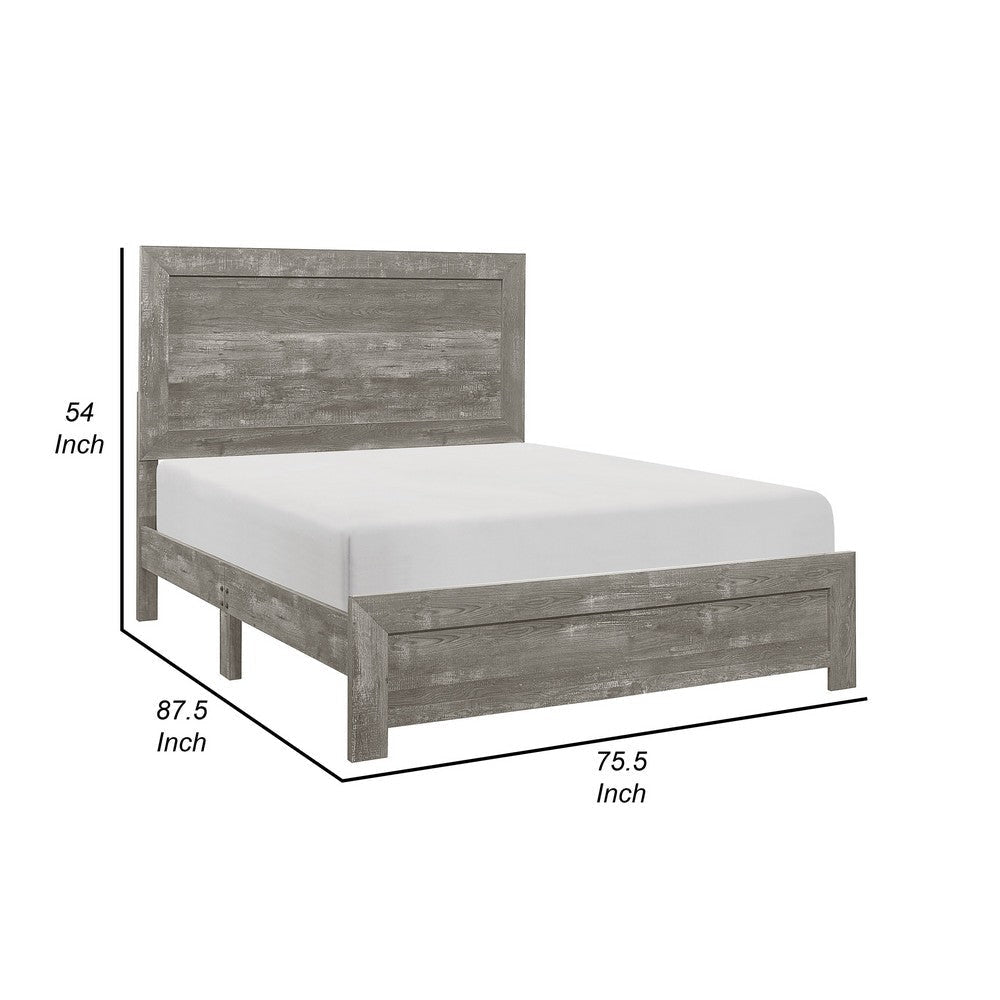 Eby California King Bed Rustic Farmhouse Style Gray Finish Wood Veneer By Casagear Home BM316813