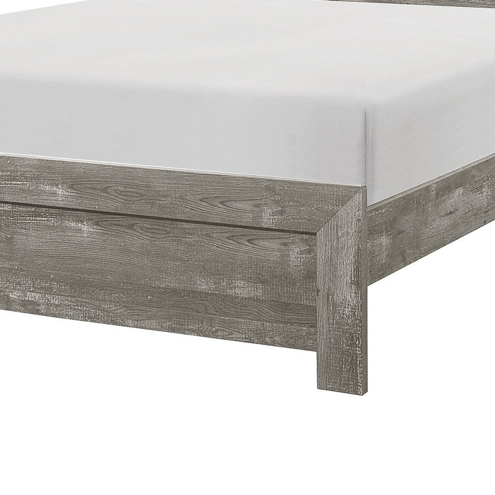 Eby King Size Bed Rustic Farmhouse Style Gray Finish Wood Veneer By Casagear Home BM316814