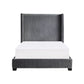 Leny King Size Bed Dark Gray Velvet Upholstery Tall Shelter Headboard By Casagear Home BM316822