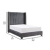 Leny King Size Bed Dark Gray Velvet Upholstery Tall Shelter Headboard By Casagear Home BM316822