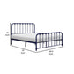 Ethan Full Size Metal Bed Blue Spindle Design Heavy Duty Slat Support By Casagear Home BM316823