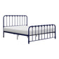 Ethan Full Size Metal Bed, Blue Spindle Design, Heavy Duty Slat Support By Casagear Home