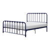 Ethan Twin Size Metal Bed Blue Spindle Design Heavy Duty Slat Support By Casagear Home BM316824