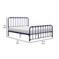 Ethan Twin Size Metal Bed Blue Spindle Design Heavy Duty Slat Support By Casagear Home BM316824