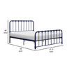 Ethan Twin Size Metal Bed Blue Spindle Design Heavy Duty Slat Support By Casagear Home BM316824