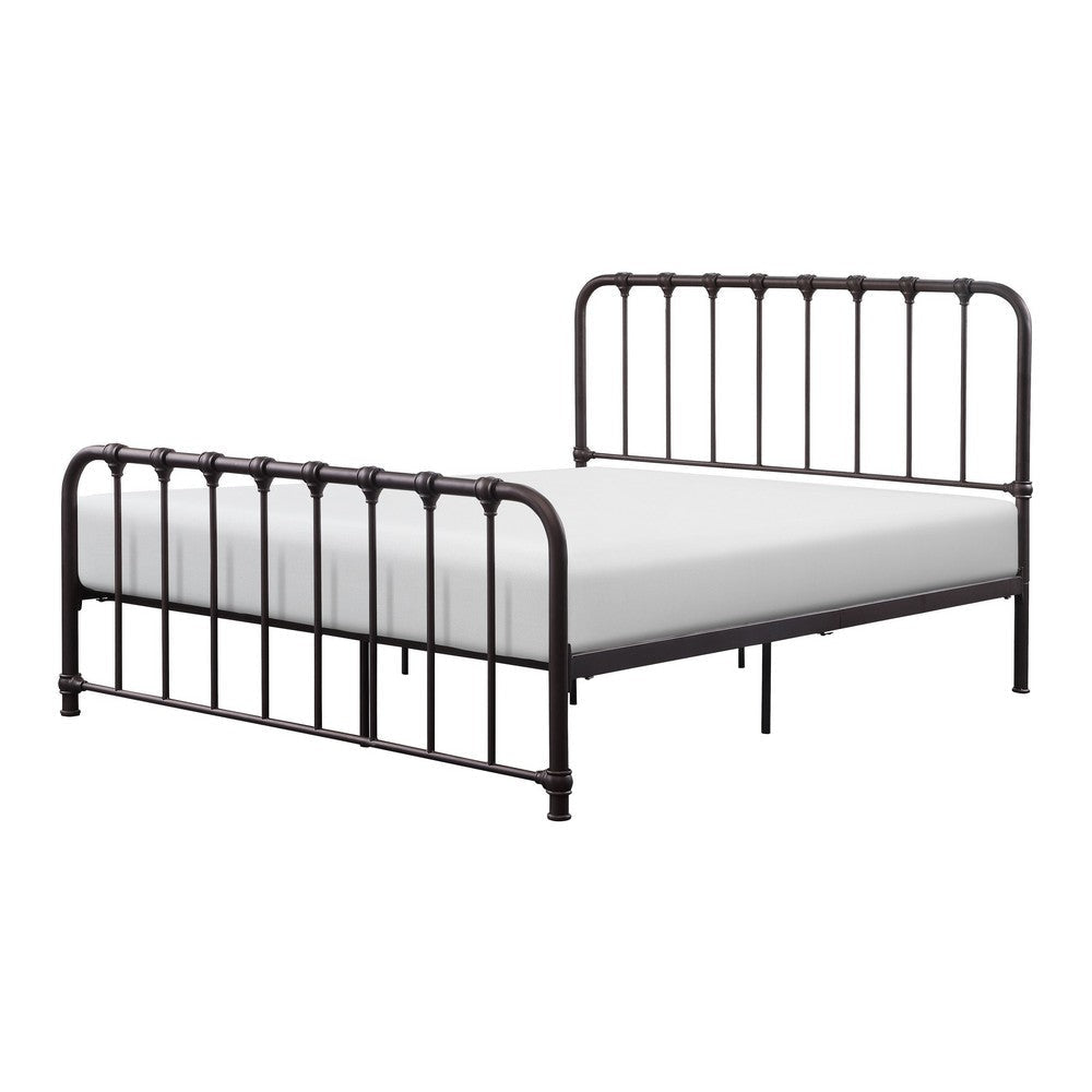 Ethan Full Size Metal Bed Bronze Spindle Design Heavy Duty Slat Support By Casagear Home BM316825