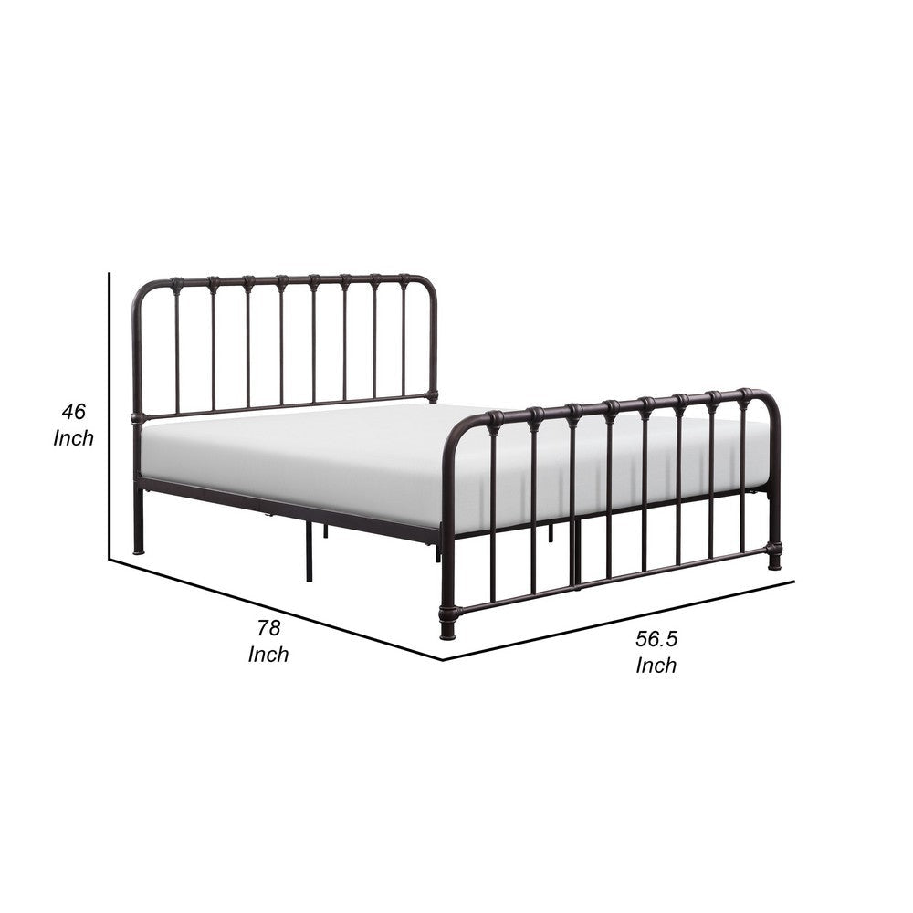 Ethan Full Size Metal Bed Bronze Spindle Design Heavy Duty Slat Support By Casagear Home BM316825