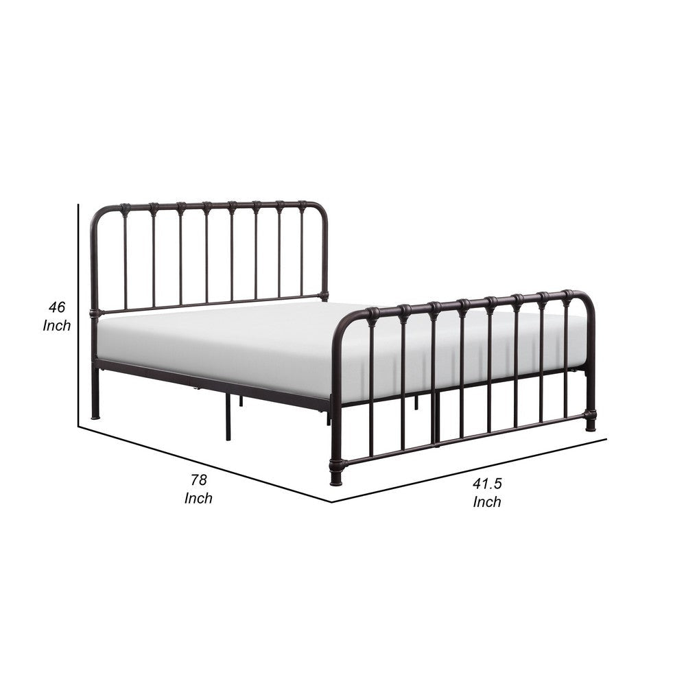 Ethan Twin Size Metal Bed Bronze Spindle Design Heavy Duty Slat Support By Casagear Home BM316826