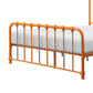 Ethan Twin Size Metal Bed Orange Spindle Design Heavy Duty Slat Support By Casagear Home BM316828