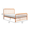 Ethan Twin Size Metal Bed Orange Spindle Design Heavy Duty Slat Support By Casagear Home BM316828