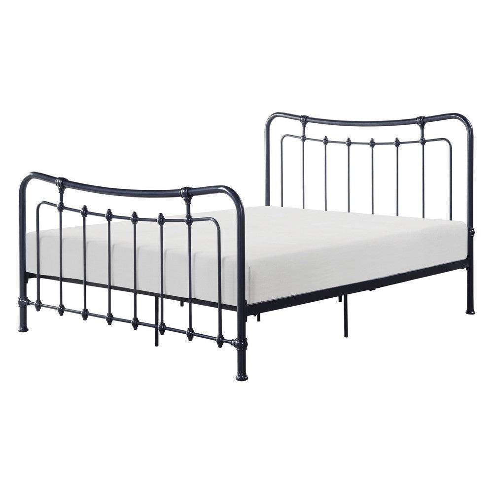 Engel Full Size Bed Metal Spindle Frame in Gray Finish Traditional Style By Casagear Home BM316829