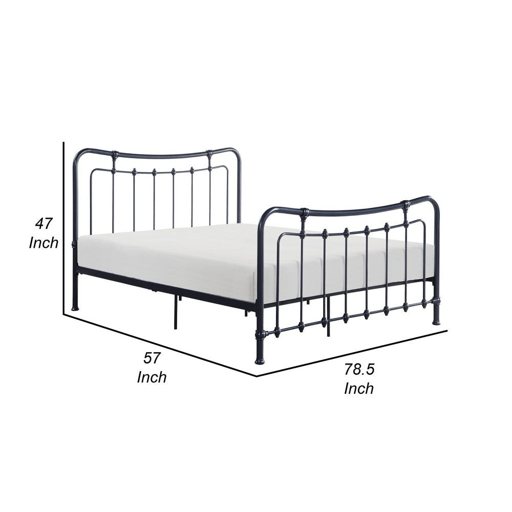 Engel Full Size Bed Metal Spindle Frame in Gray Finish Traditional Style By Casagear Home BM316829