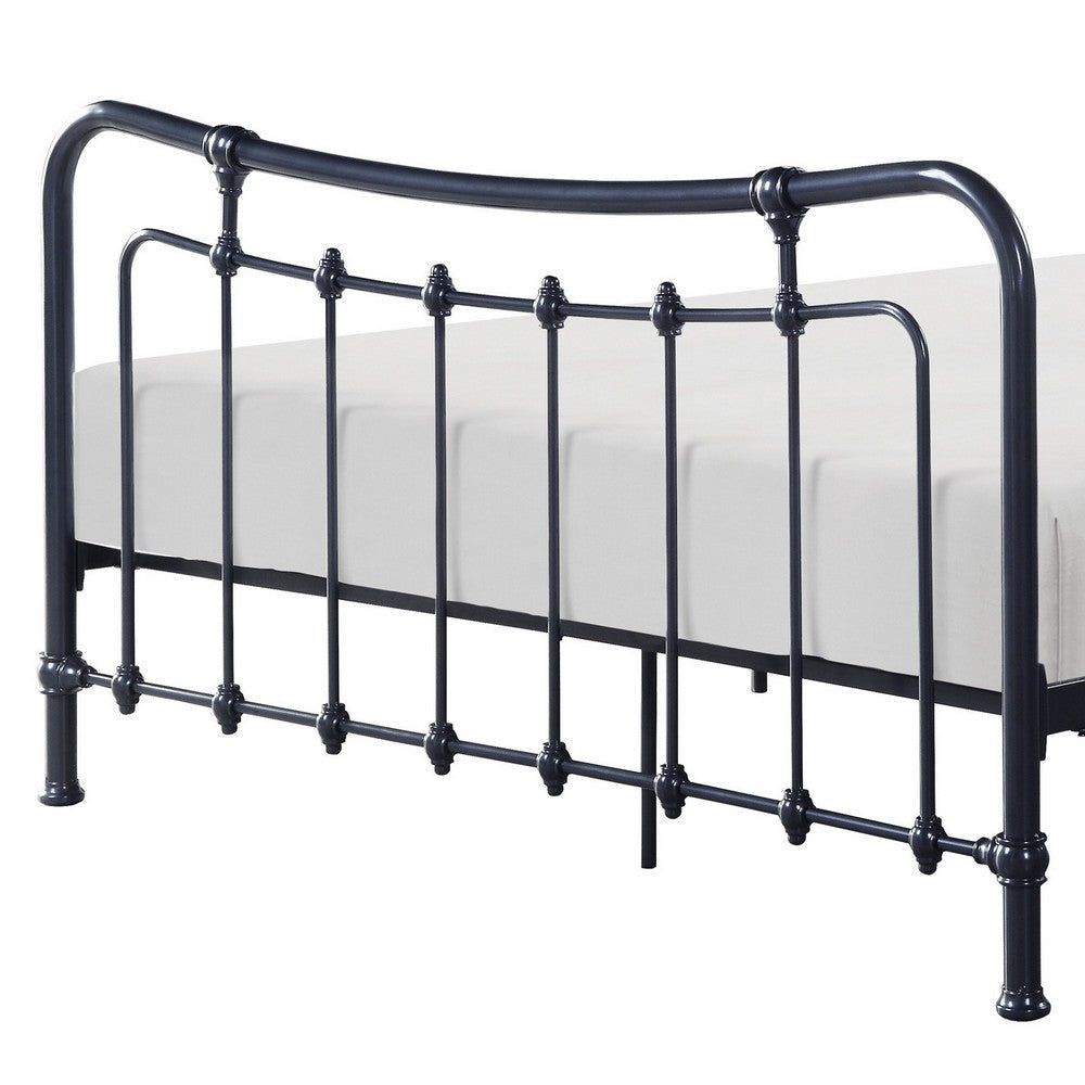 Engel Twin Size Bed Metal Frame in Gunmetal Finish Traditional Joining By Casagear Home BM316830