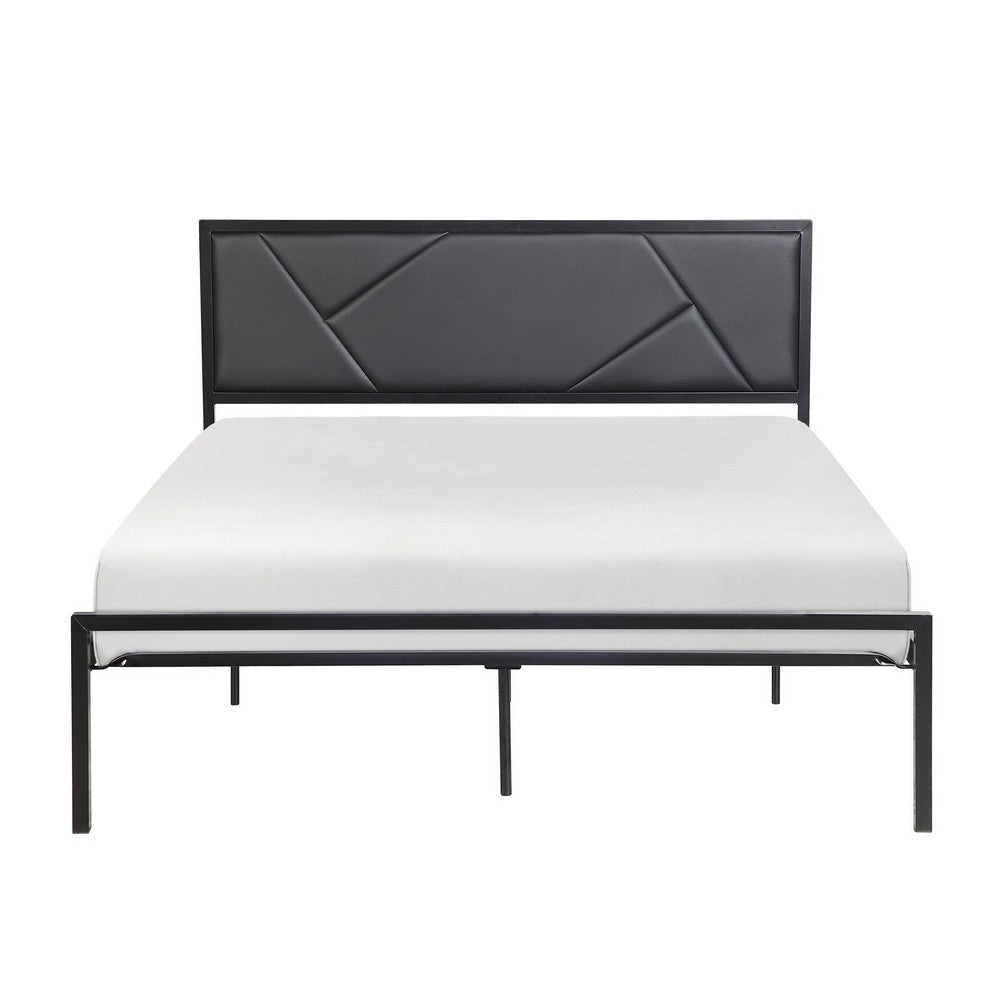 Nick Twin Size Platform Bed Black Faux Leather Upholstered Headboard By Casagear Home BM316832