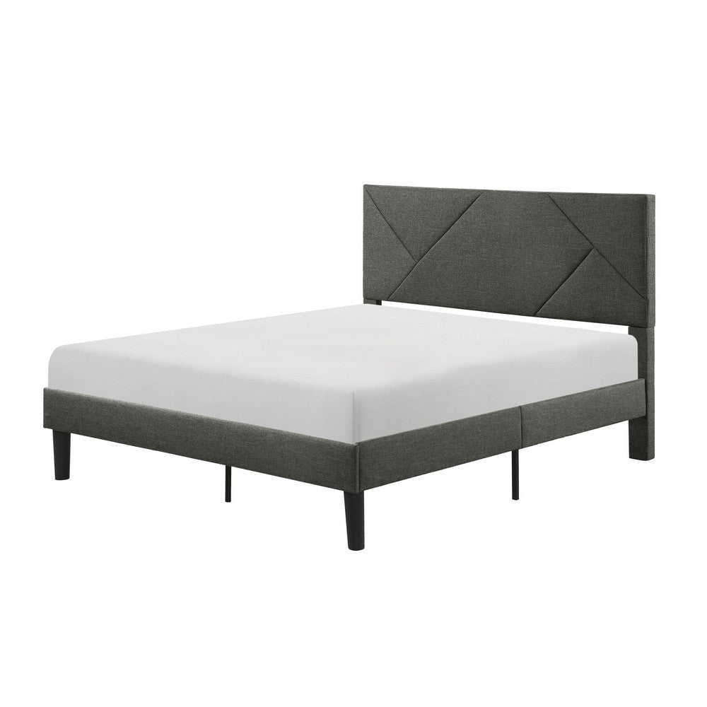 Heny Full Platform Bed Wood Panel Headboard Gray Polyester Upholstery By Casagear Home BM316833