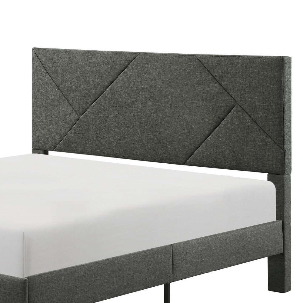 Heny Full Platform Bed Wood Panel Headboard Gray Polyester Upholstery By Casagear Home BM316833