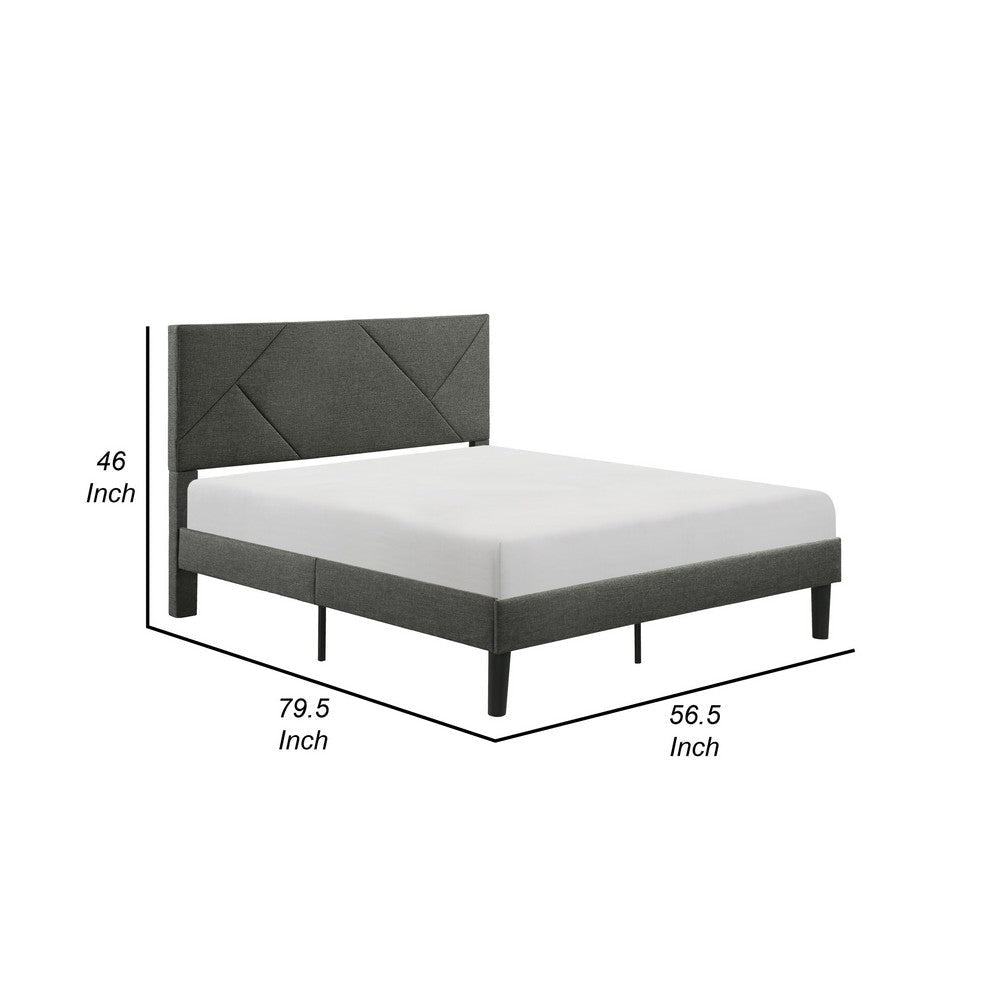 Heny Full Platform Bed Wood Panel Headboard Gray Polyester Upholstery By Casagear Home BM316833