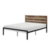 Mars Full Platform Bed Brown Faux Wood Slat Headboard Black Metal Frame By Casagear Home BM316834