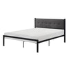 Sam Full Platform Bed Button Black Tufted Polyester Upholstery Metal Frame By Casagear Home BM316836