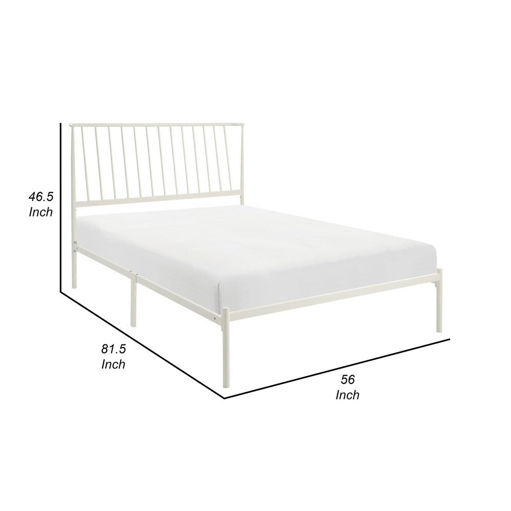 Angie Full Platform Metal Bed Subtly Angled Slats on Headboard White By Casagear Home BM316843