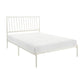 Angie Full Platform Metal Bed, Subtly Angled Slats on Headboard, White By Casagear Home