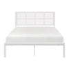 Annie Full Platform Metal Bed White Faux Cane Panel Headboard Low Profile By Casagear Home BM316849