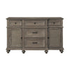 Berey 59 Inch Sideboard Buffet 5 Drawers 2 Cabinets Taupe Brown Wood By Casagear Home BM316856