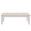 Lura 54 Inch Accent Bench Button Tufted Foam Faux Leather White Wood By Casagear Home BM316862