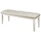 Lura 54 Inch Accent Bench Button Tufted Foam Faux Leather White Wood By Casagear Home BM316862