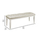 Lura 54 Inch Accent Bench Button Tufted Foam Faux Leather White Wood By Casagear Home BM316862