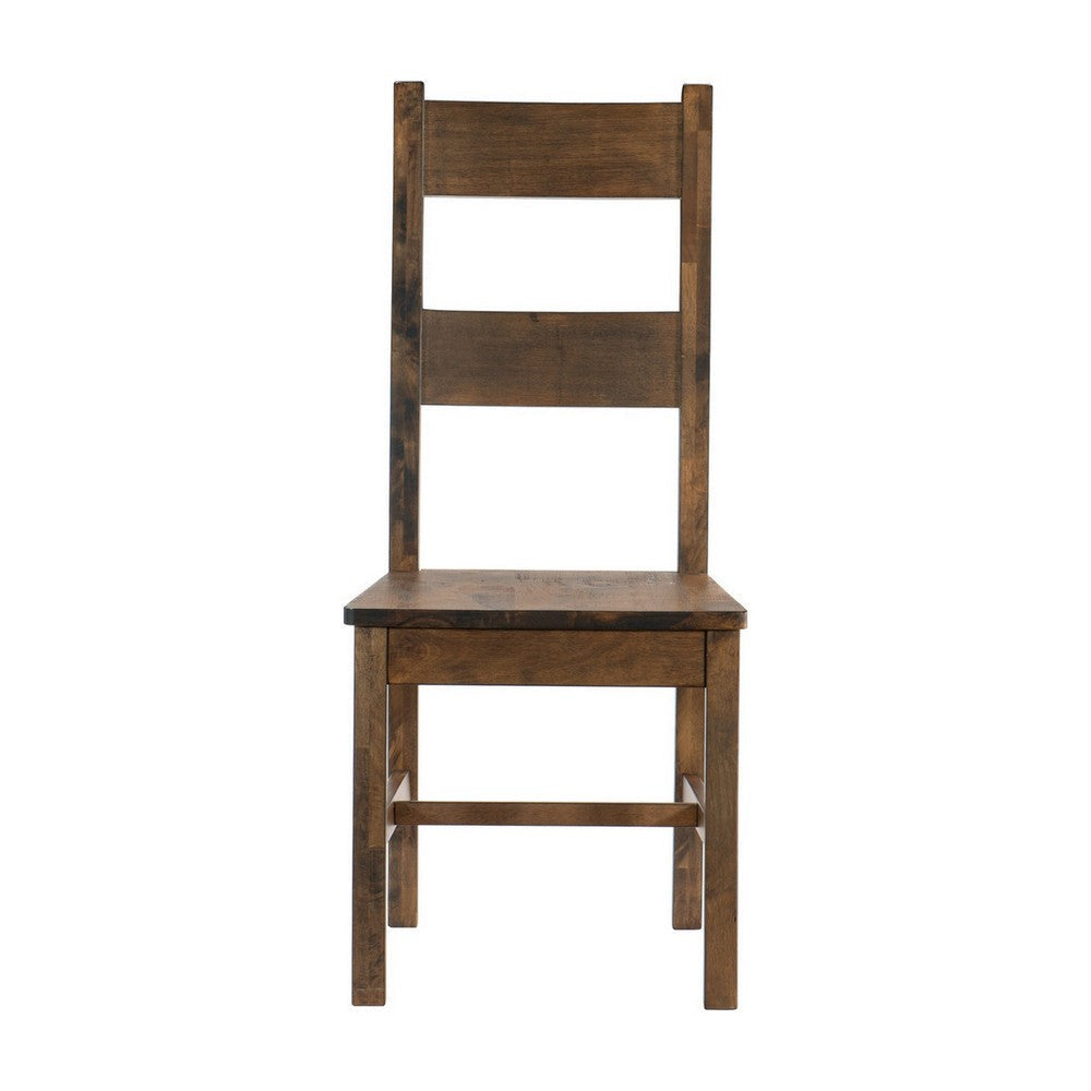 Rick 22 Inch Side Dining Chair Ladder Back Burnished Brown Rubberwood By Casagear Home BM316863