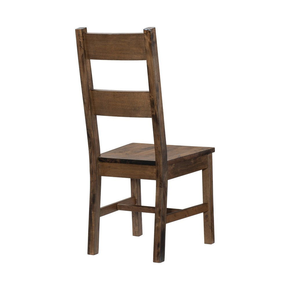 Rick 22 Inch Side Dining Chair Ladder Back Burnished Brown Rubberwood By Casagear Home BM316863