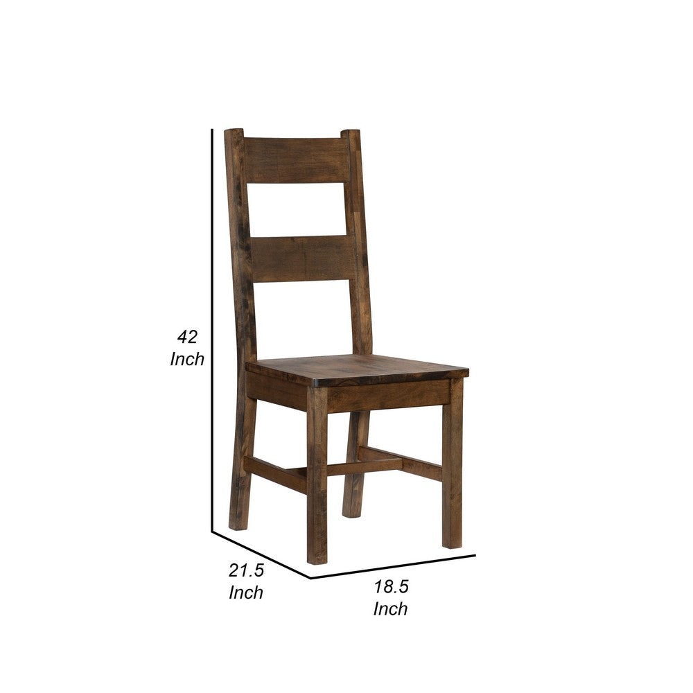 Rick 22 Inch Side Dining Chair Ladder Back Burnished Brown Rubberwood By Casagear Home BM316863