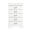 Vele 49 Inch Tall Dresser Chest 5 Drawers Brass Tone Metal White Wood By Casagear Home BM316865