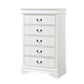 Vele 49 Inch Tall Dresser Chest 5 Drawers Brass Tone Metal White Wood By Casagear Home BM316865