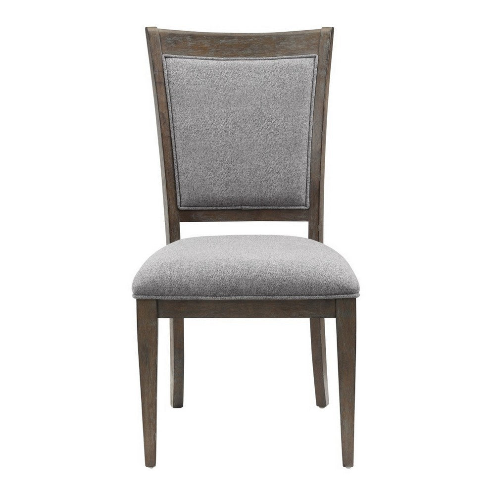 Koa 26 Inch Set of 2 Side Dining Chairs Gray Polyester Driftwood Brown By Casagear Home BM316868