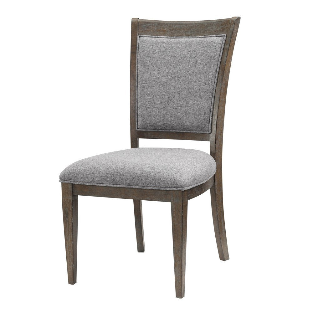 Koa 26 Inch Set of 2 Side Dining Chairs Gray Polyester Driftwood Brown By Casagear Home BM316868