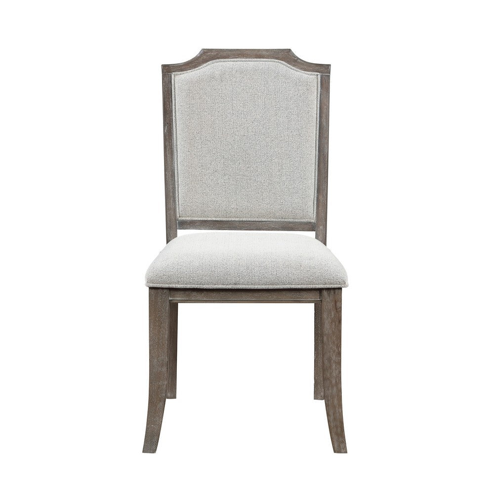 Ney 20 Inch Side Dining Chair White Chenille Upholstery Brown Turned Feet By Casagear Home BM316873