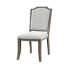 Ney 20 Inch Side Dining Chair White Chenille Upholstery Brown Turned Feet By Casagear Home BM316873