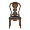 Devi 22 Inch Side Dining Chair Cutout Carved Back Brown Faux Leather By Casagear Home BM316874