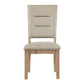 Deen 20 Inch Side Dining Chair Tufted Ladder Back Beige Fabric Acacia By Casagear Home BM316876