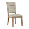 Deen 20 Inch Side Dining Chair Tufted Ladder Back Beige Fabric Acacia By Casagear Home BM316876