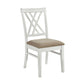 Hyna 19 Inch Side Dining Chair X Cross Back Khaki Seat Farmhouse White By Casagear Home BM316877