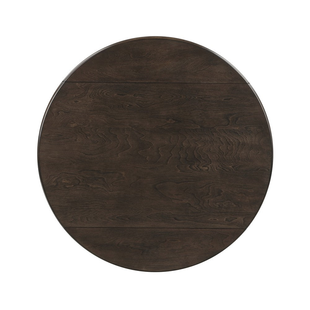 Kyn 22-36 Inch Dining Table Round Drop Leaf Top 4 Seater Brown Wood By Casagear Home BM316878