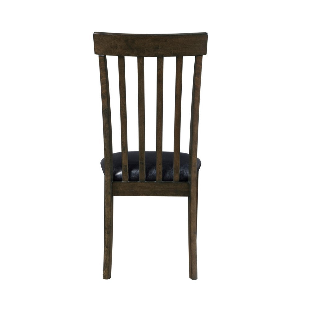 Kyn 18 Inch Side Dining Chair Slatted Back Padded Seat Farmhouse Brown By Casagear Home BM316879