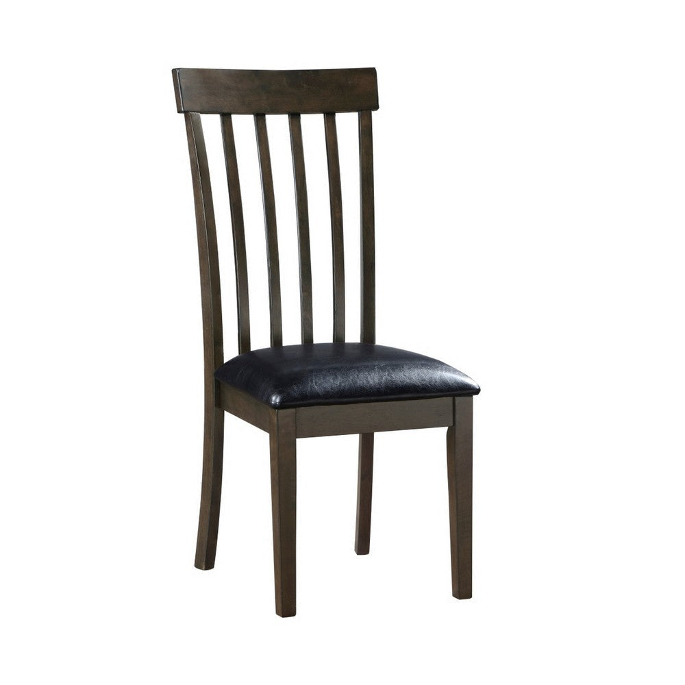 Kyn 18 Inch Side Dining Chair Slatted Back Padded Seat Farmhouse Brown By Casagear Home BM316879