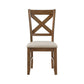 Nil 18 Inch Side Dining Chair Open Style X Back Beige Padded Brown Wood By Casagear Home BM316880