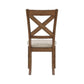 Nil 18 Inch Side Dining Chair Open Style X Back Beige Padded Brown Wood By Casagear Home BM316880