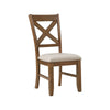 Nil 18 Inch Side Dining Chair Open Style X Back Beige Padded Brown Wood By Casagear Home BM316880